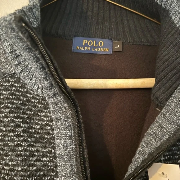 Polo by Ralph Lauren Men's Charcoal Heather Zip-Up Sweater - Picture 3 of 4